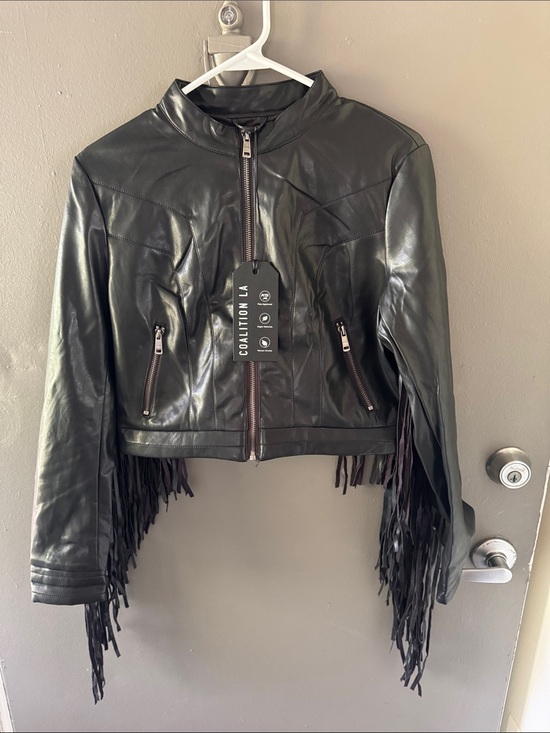 La Coalition Jackets & Blazers - Super Soft Coalition LA Women's Black Vegan Leather Fringe Jacket